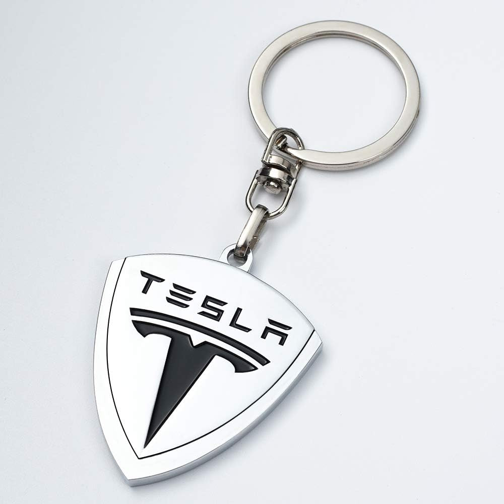 Compatible for Tesla Keychains 3D Car Logo Key Chain Key Ring Accessories Suit for for Tesla Model 3 Model S Model X Model Y Styling,For Family Present for Man and Woman,Silver