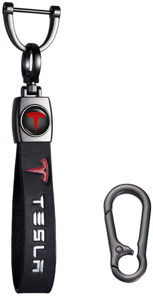 Tesla Genuine Leather Keychain